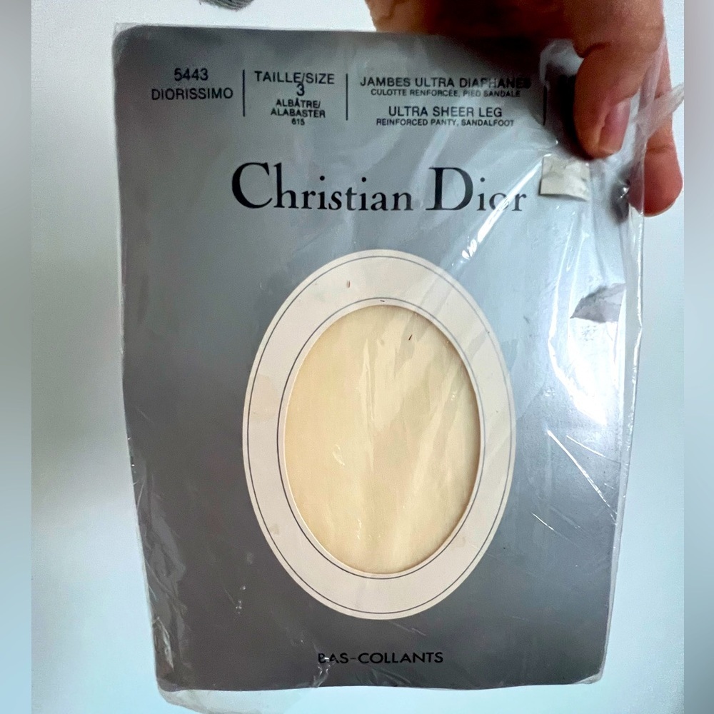 Christian Dior Vintage Alabaster Warm White Ultra sheer tights size C Brand New